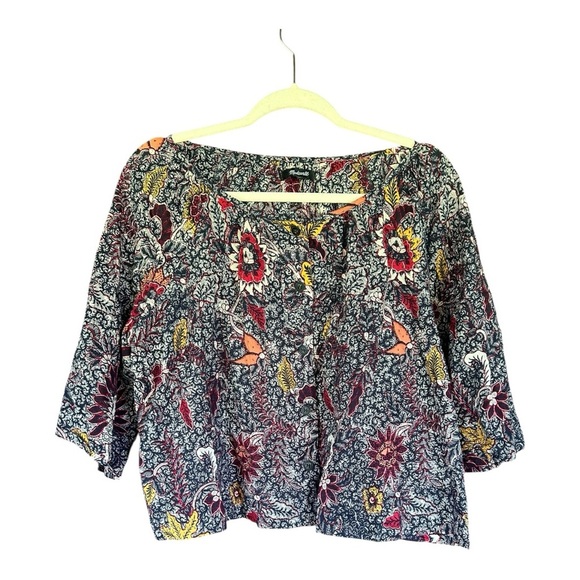 Madewell Button-Front Raglan Top in Bali Blooms Size Medium - Picture 1 of 4